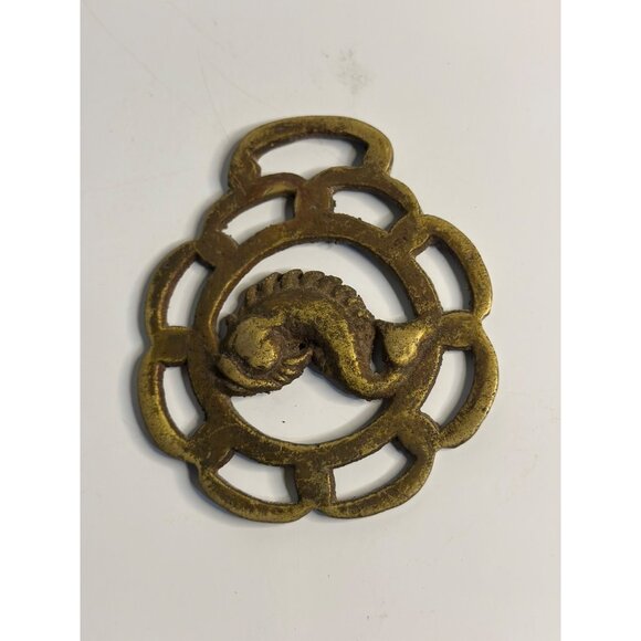 VTG Brass Sea Serpent Medallion 3.5" Nautical Tack Decor Maritime Timeless - Picture 2 of 4